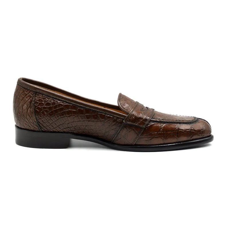 11-119-CGN TUSCANY Crocodile Penny Loafer, Cognac