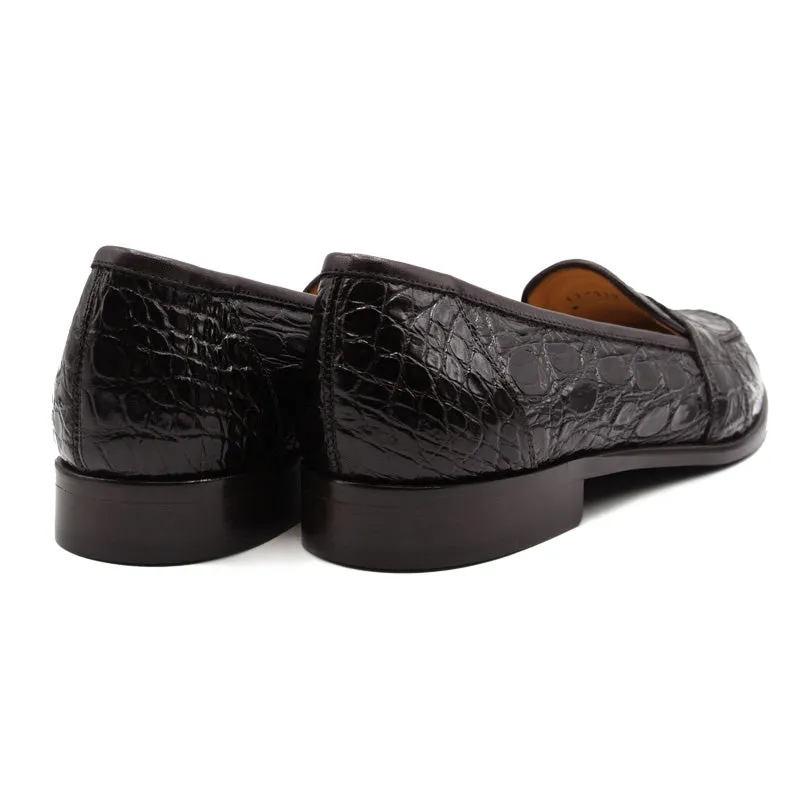 11-119-NIC TUSCANY Crocodile Penny Loafer, Nicotine