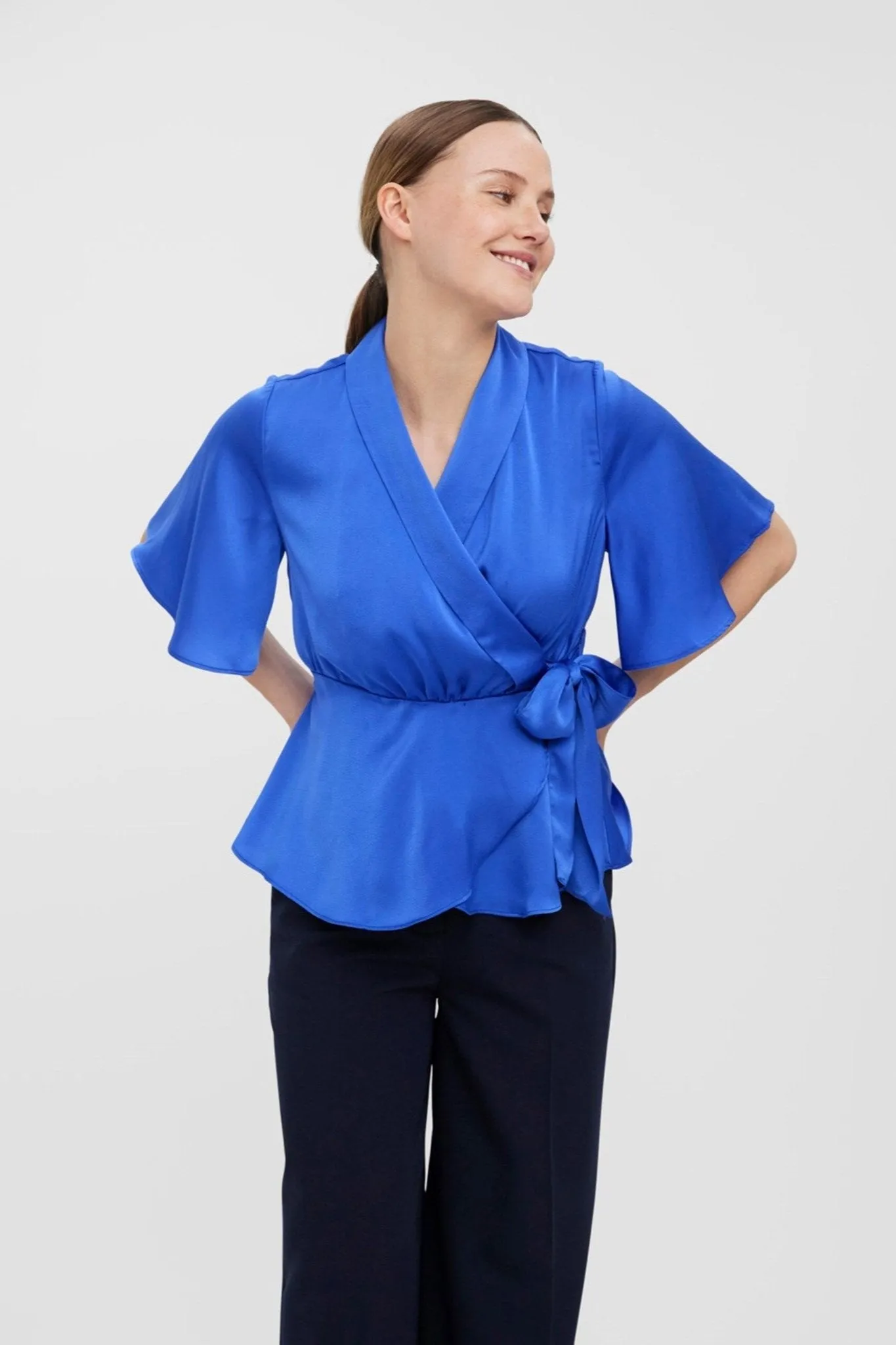 Amalia Wrap Top - Dazzling Blue