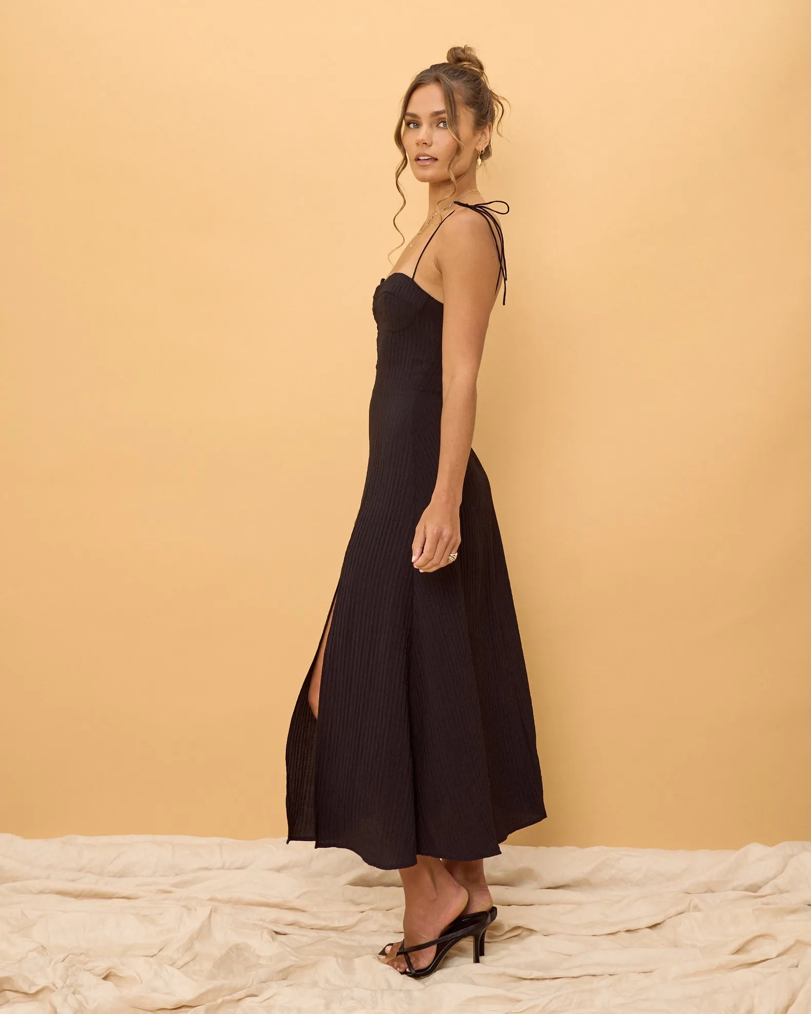 Amelie Black Midi Dress