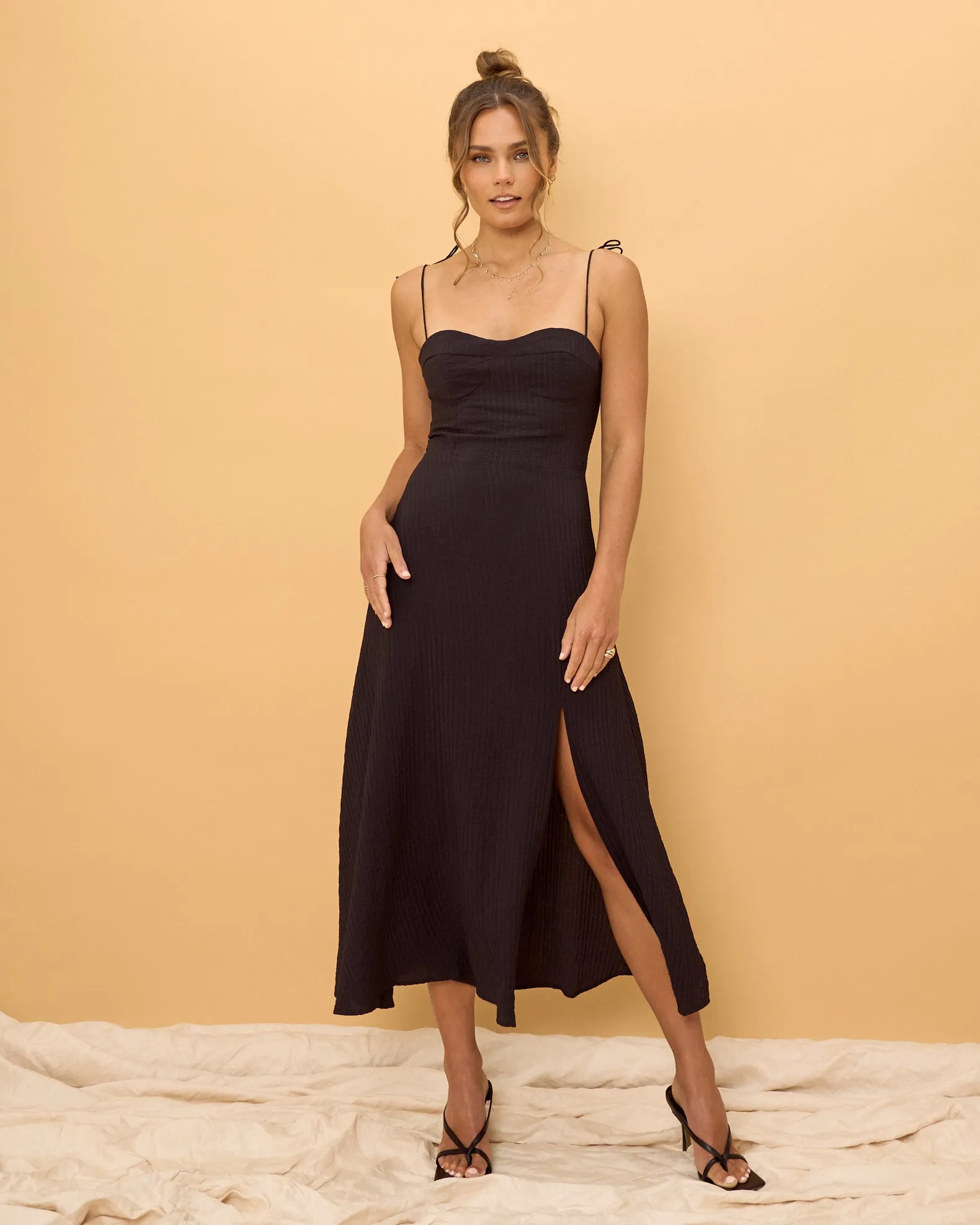 Amelie Black Midi Dress