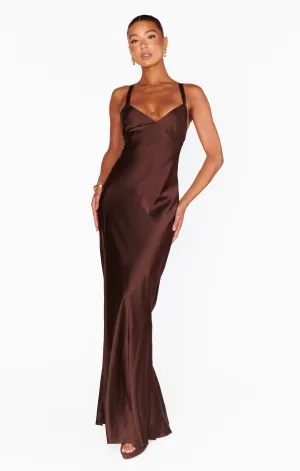 Anderson Maxi Dress ~ Chocolate Luxe Satin