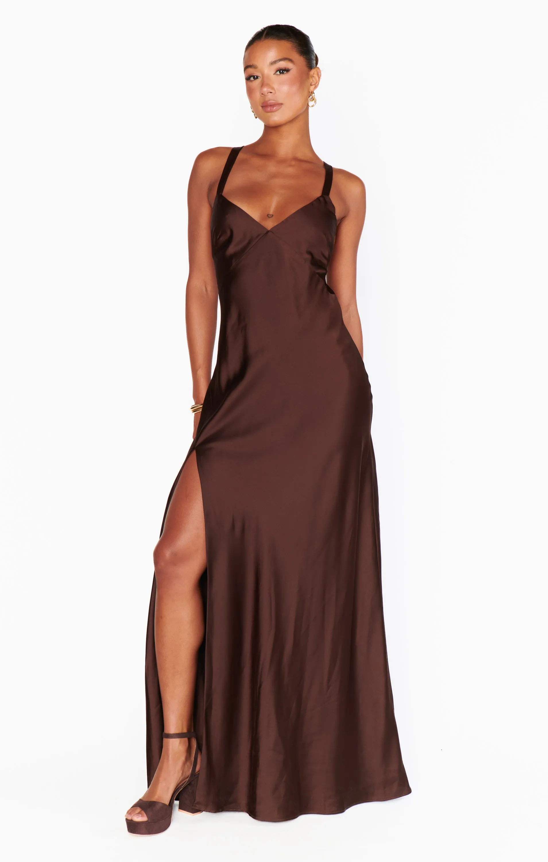 Anderson Maxi Dress ~ Chocolate Luxe Satin