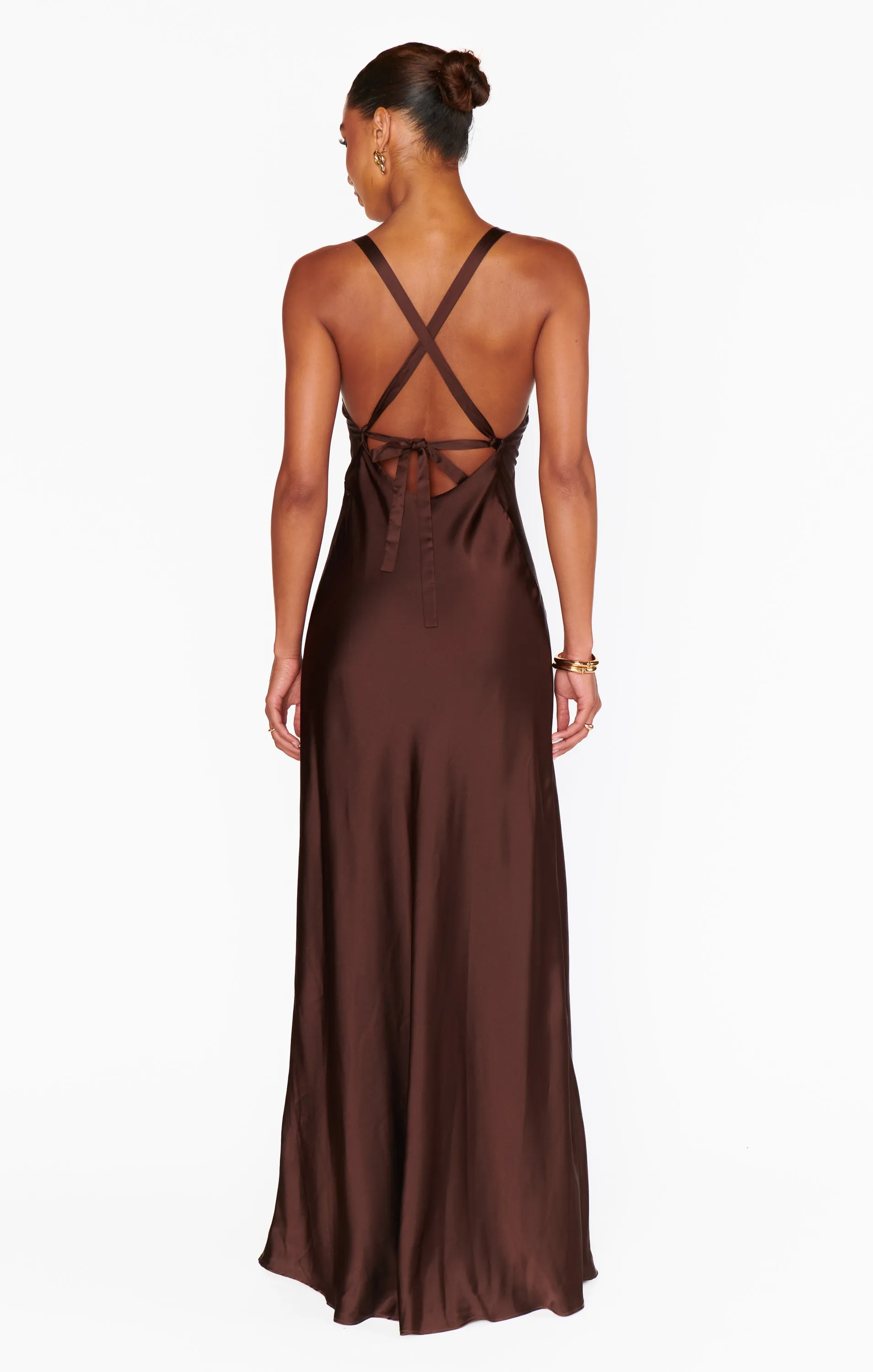 Anderson Maxi Dress ~ Chocolate Luxe Satin