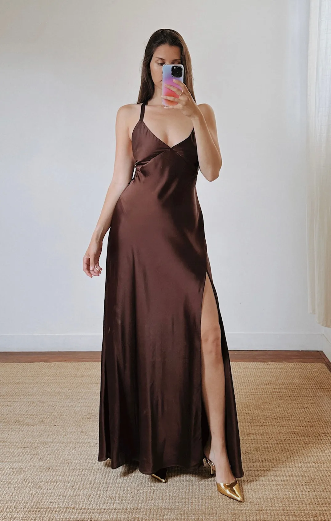 Anderson Maxi Dress ~ Chocolate Luxe Satin