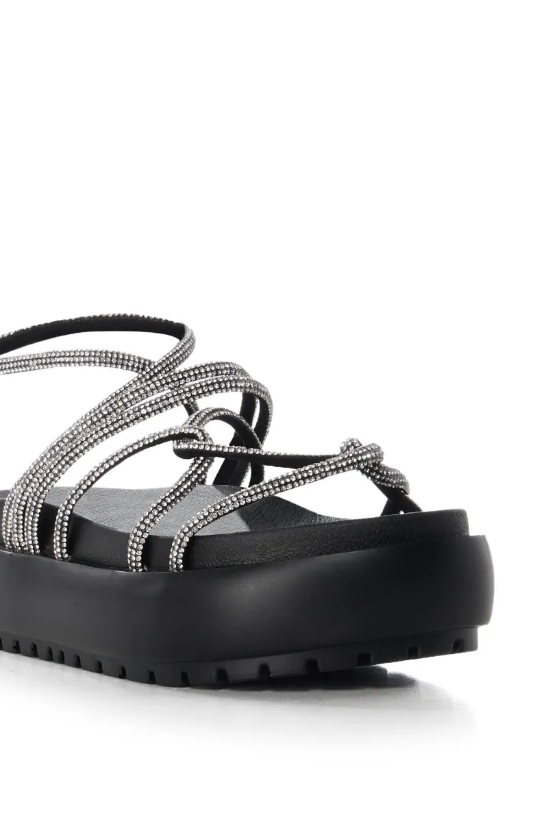 AZALEA WANG FLOAT DIAMANTE BLACK SANDAL