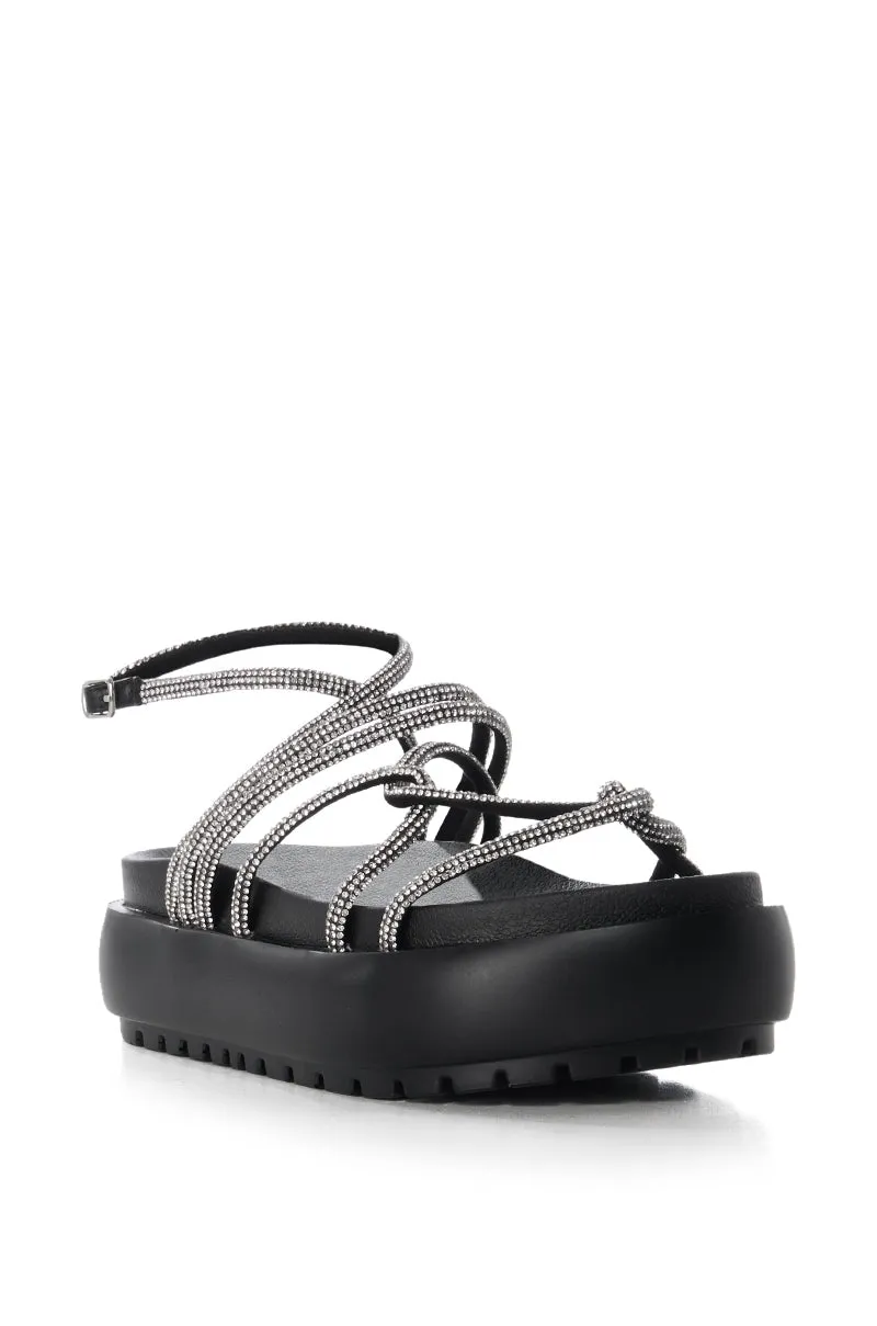 AZALEA WANG FLOAT DIAMANTE BLACK SANDAL