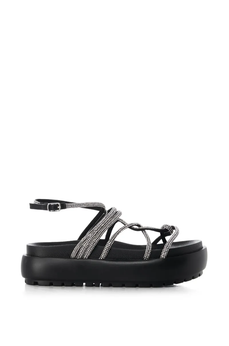 AZALEA WANG FLOAT DIAMANTE BLACK SANDAL