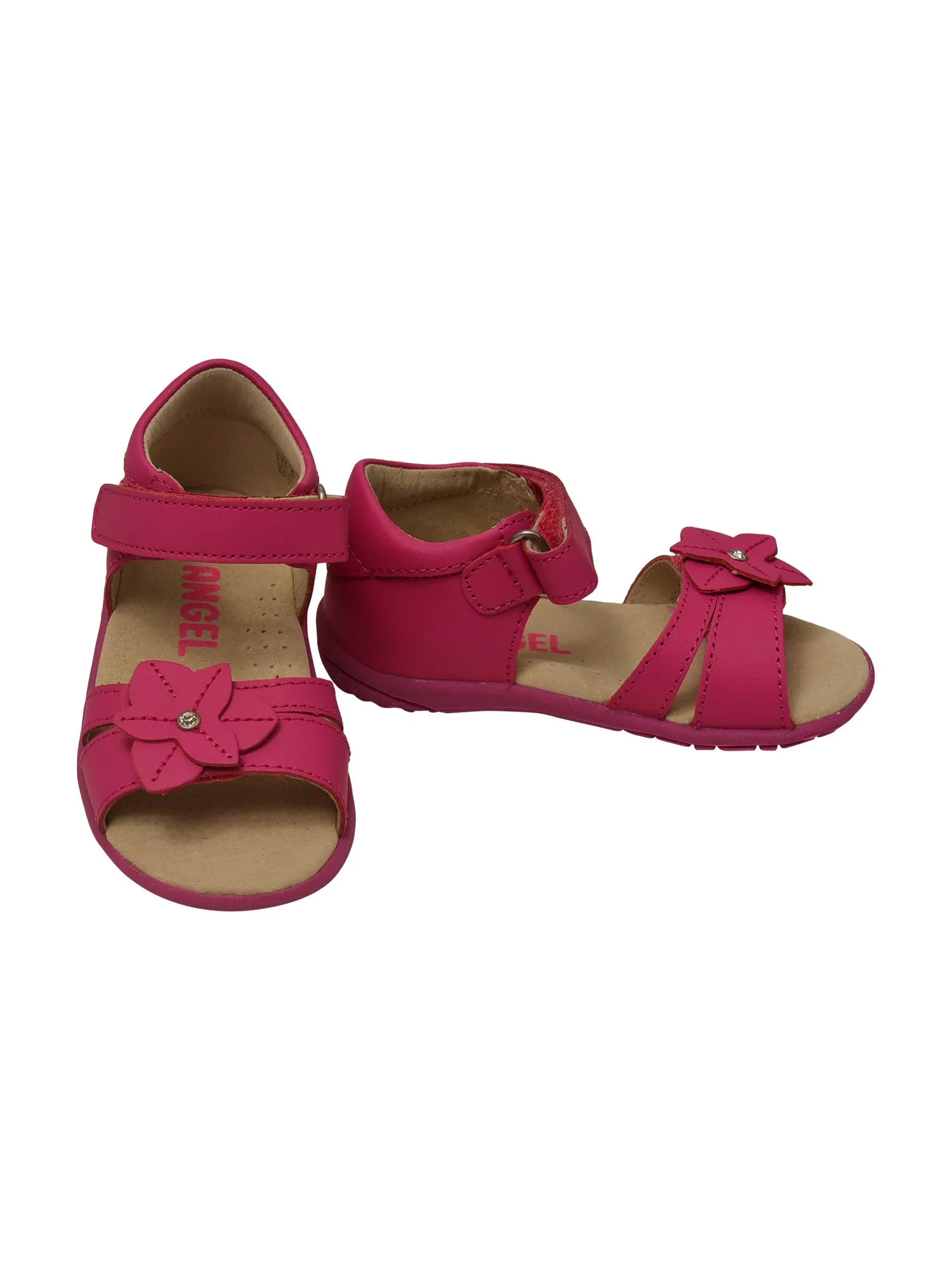 Baby Girls Fuchsia Flower Hook And Loop Sporty Sandals 3-4 Baby