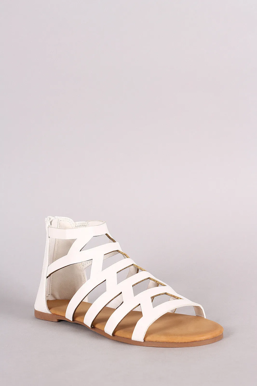 Bamboo Caged Cutout Gladiator Flat Sandal