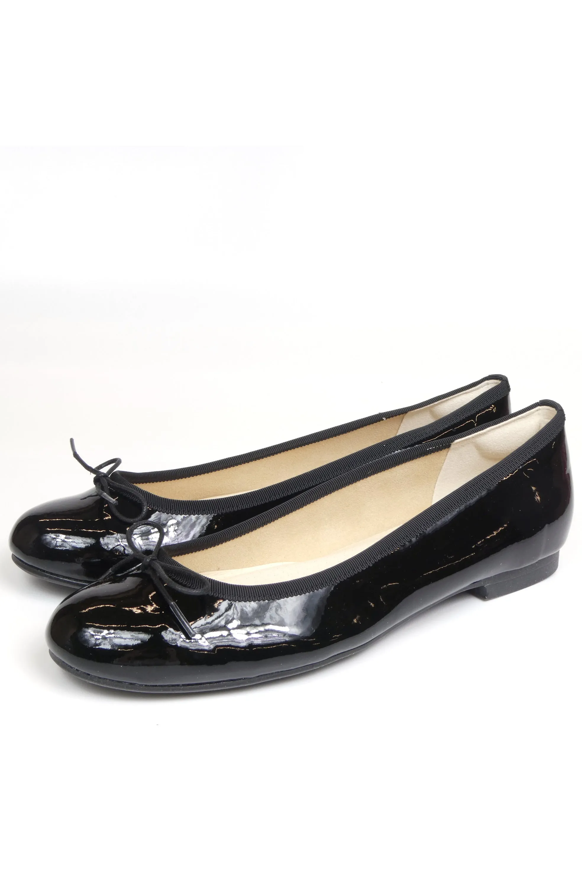 Black Enamel Flats