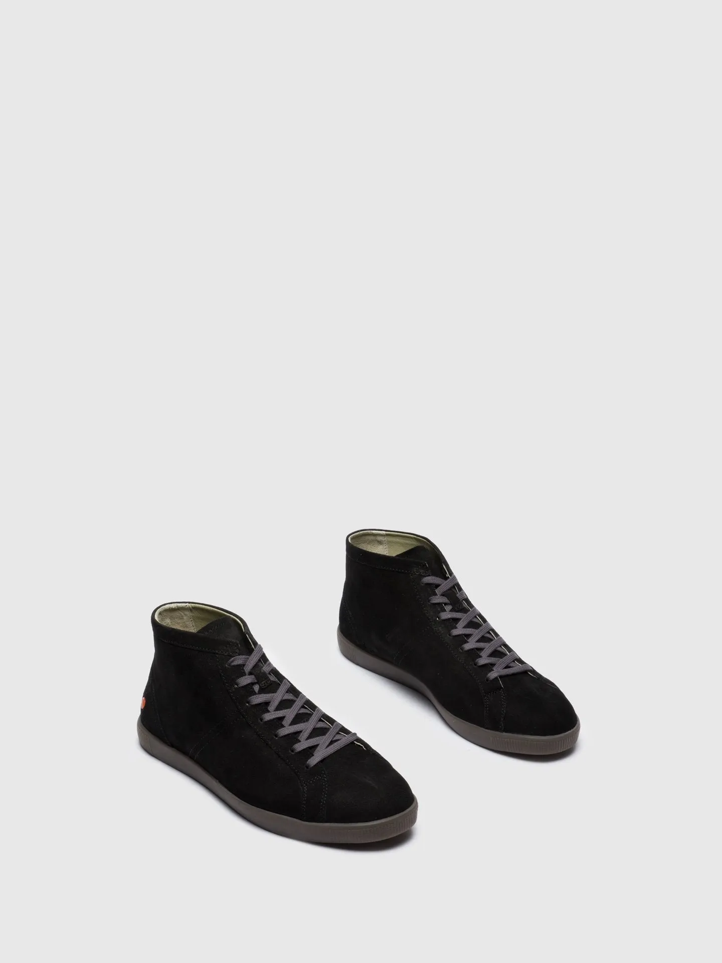 Black Leather Hi-Top Trainers