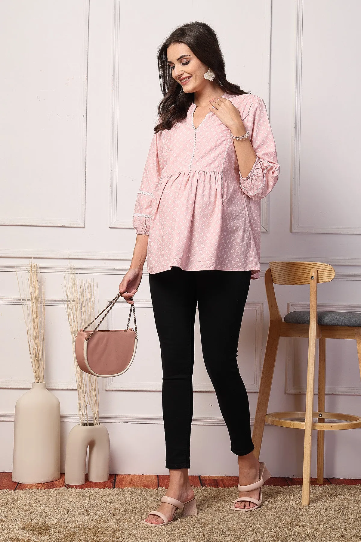 Blush Pink Maternity Feeding Top