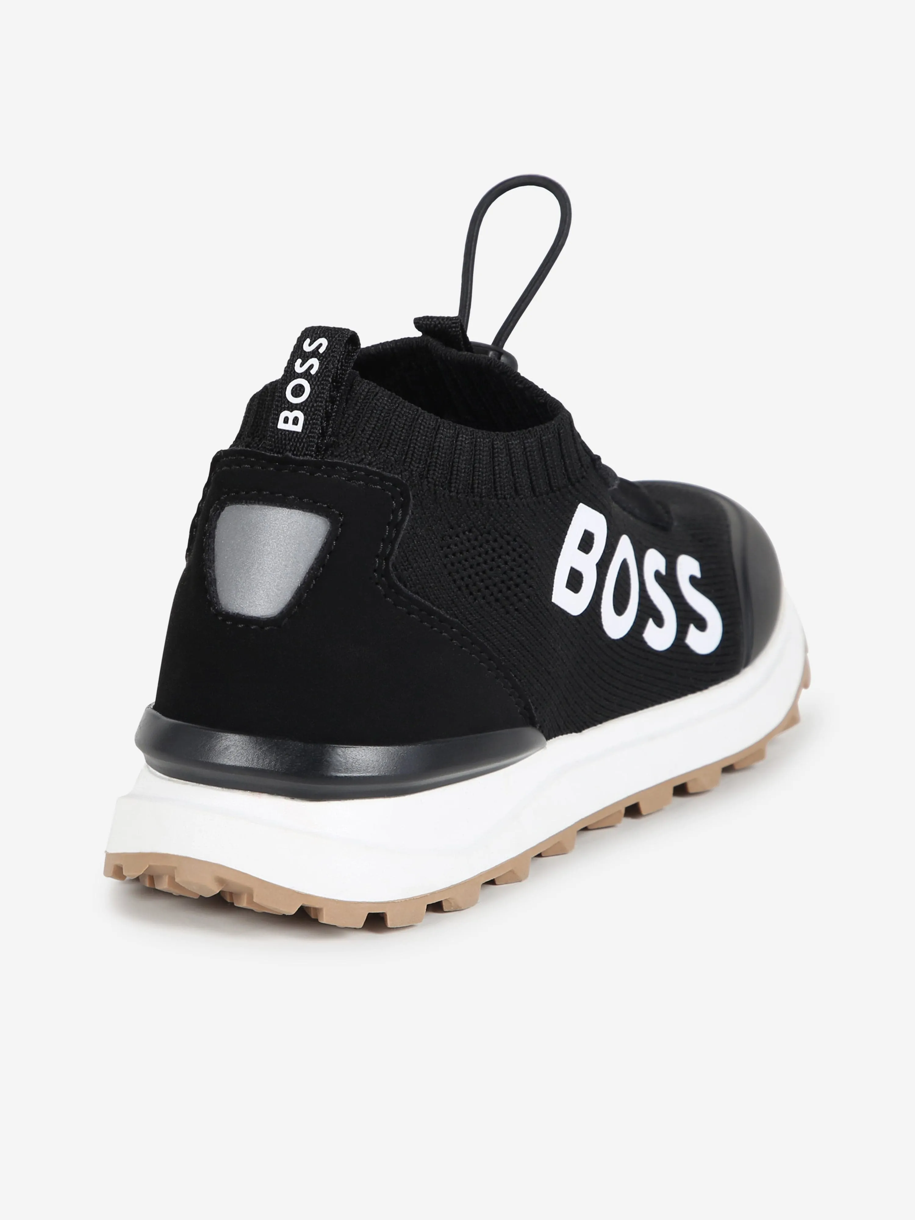 BOSS Boys Logo Sock Trainers in Black