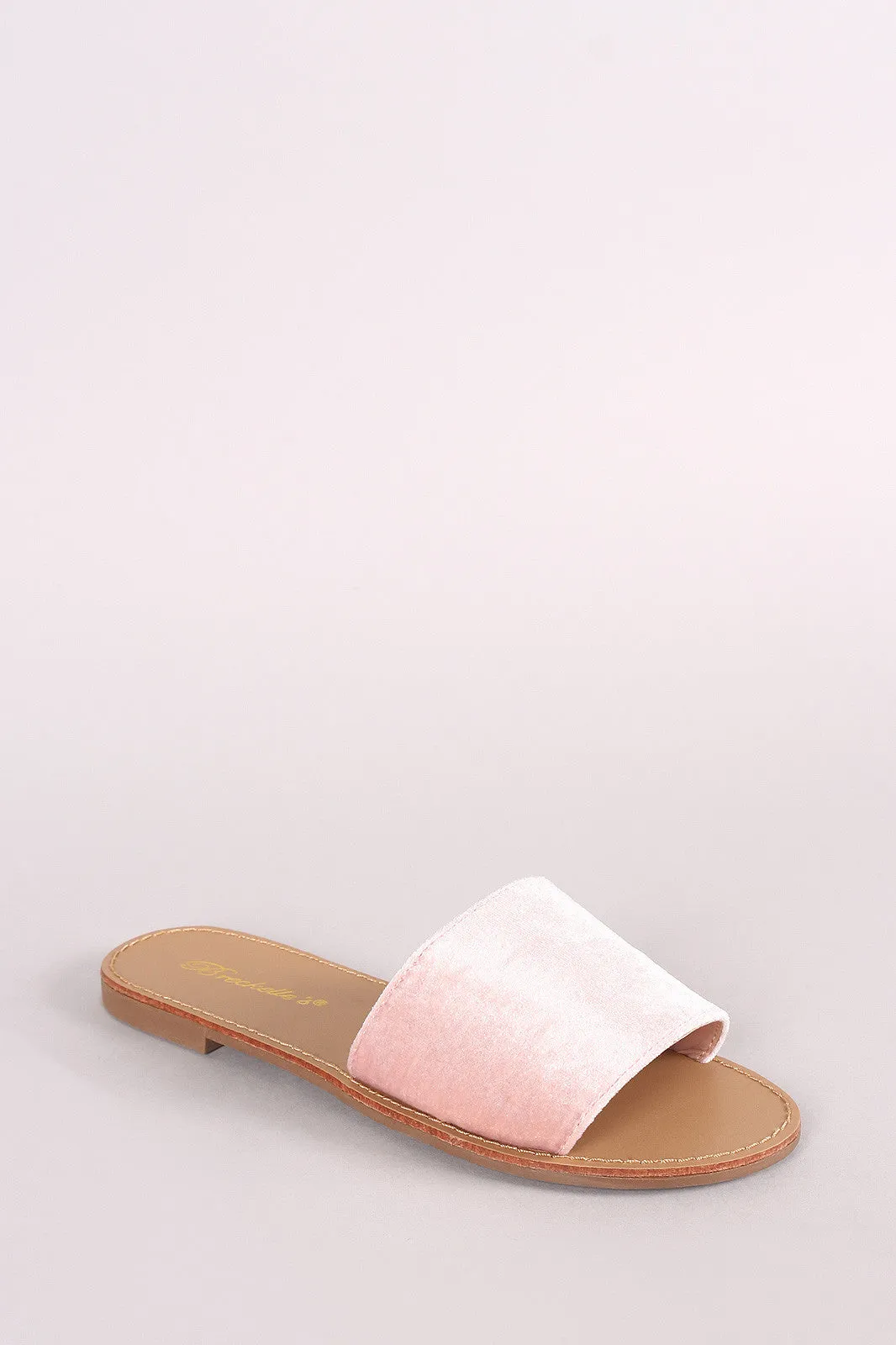 Breckelle Soft Velvet Wide Band Slide Sandal