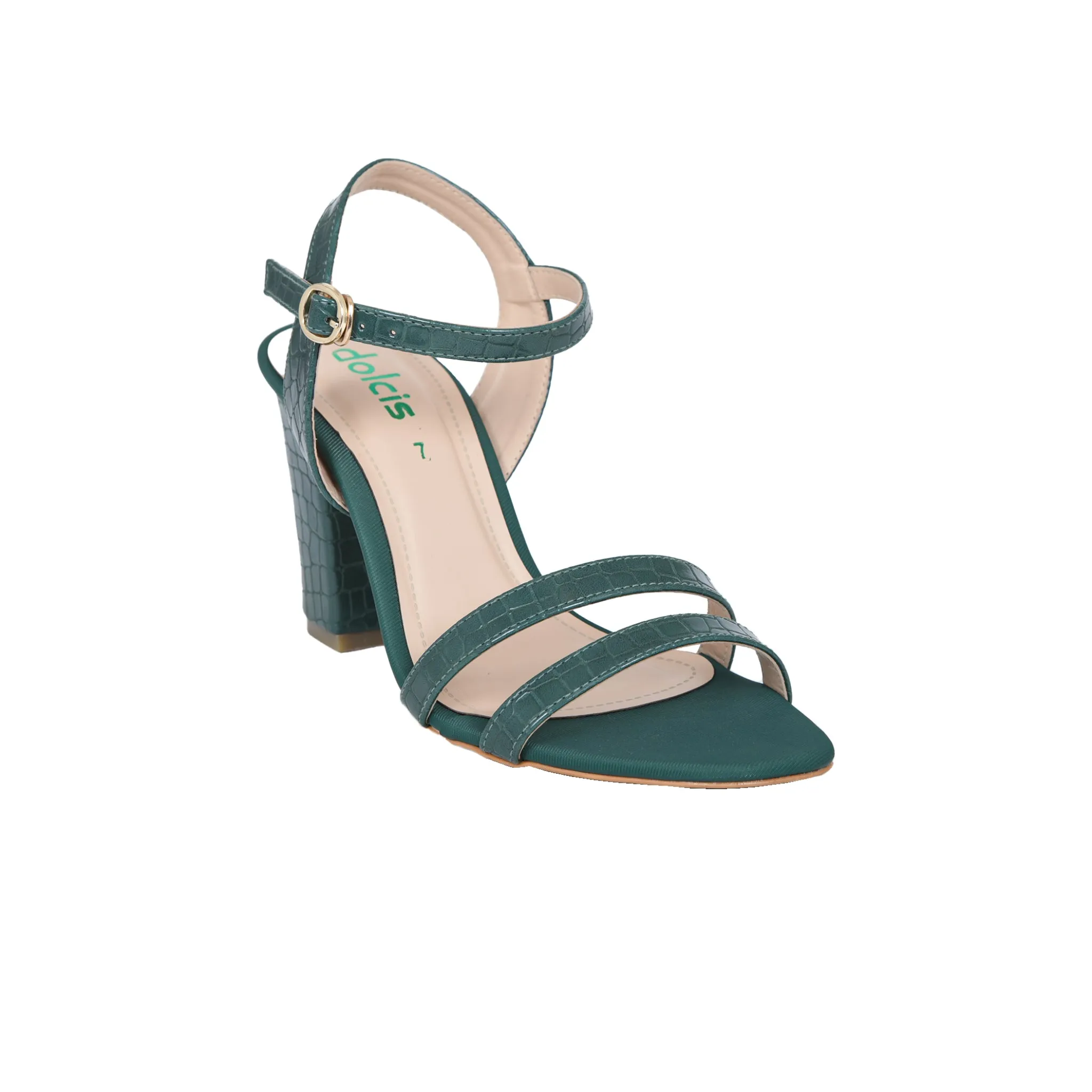 Chic Teal Block Heel Sandals with Strappy Design | 248D-K