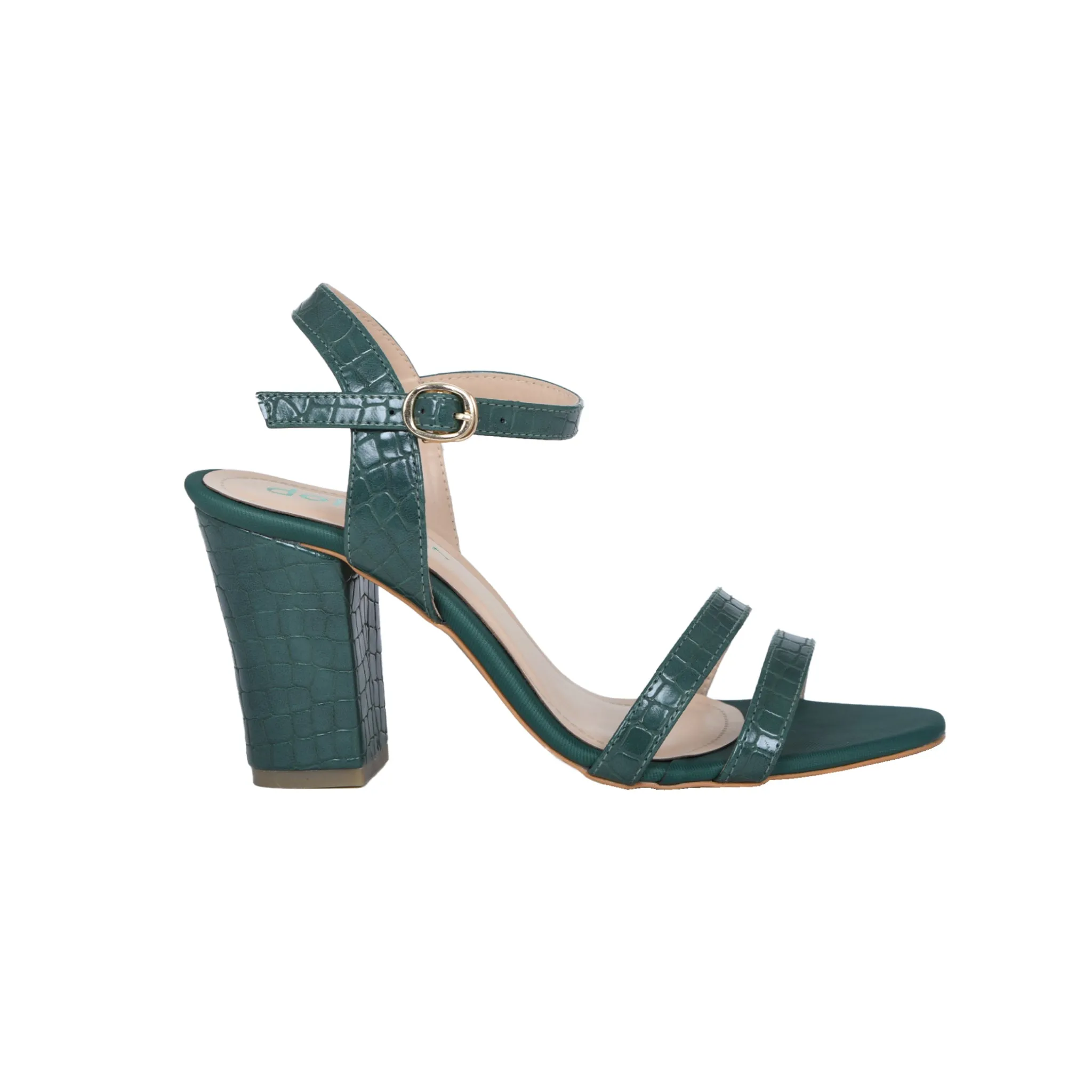 Chic Teal Block Heel Sandals with Strappy Design | 248D-K