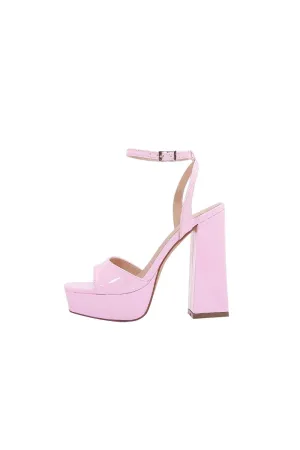 Chunky Pink One Strap High Heel Sandals