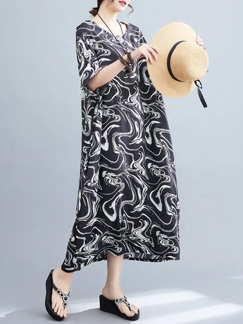 Close To My Heart Round Neck Kaftan Dress