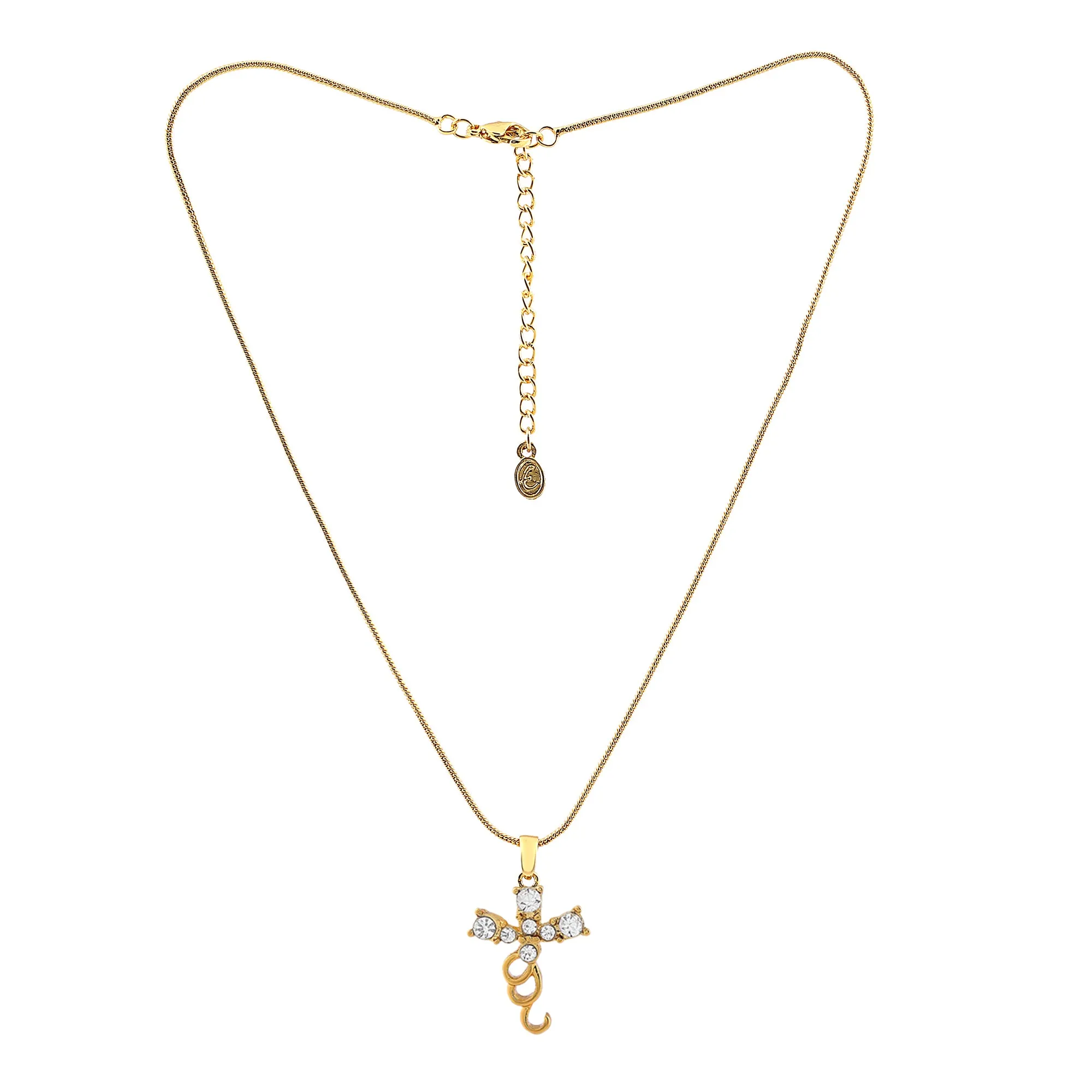 Estele Gold Plated Cross Necklace Set for Women