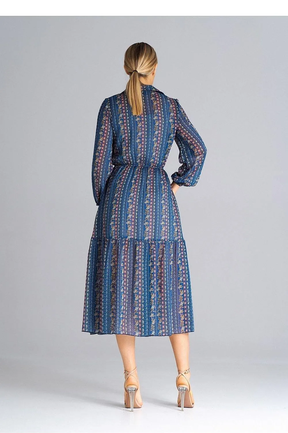 Figl midi length, flared, lined dress