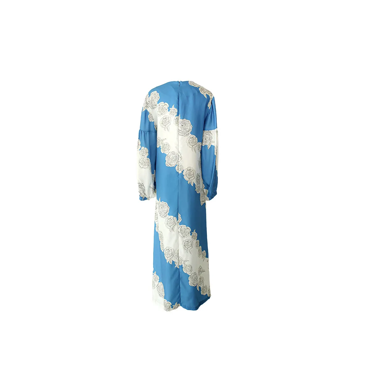 Gabriella Long Sleeve Silk Maxi Blue & White