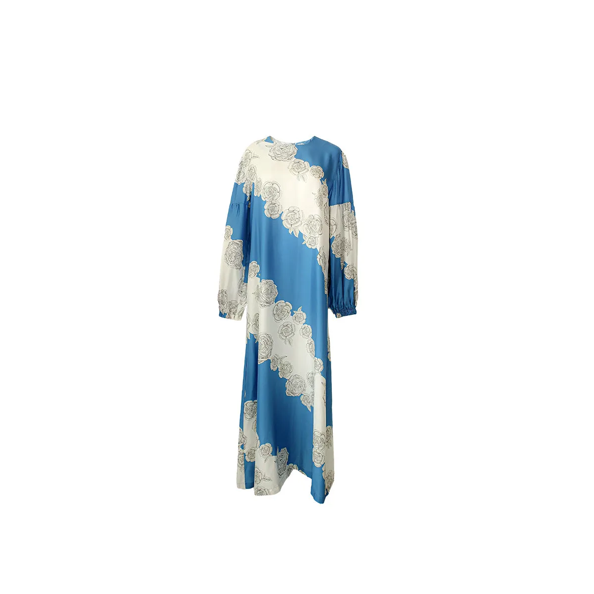 Gabriella Long Sleeve Silk Maxi Blue & White