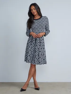 Geometric Sweater Midi Dress