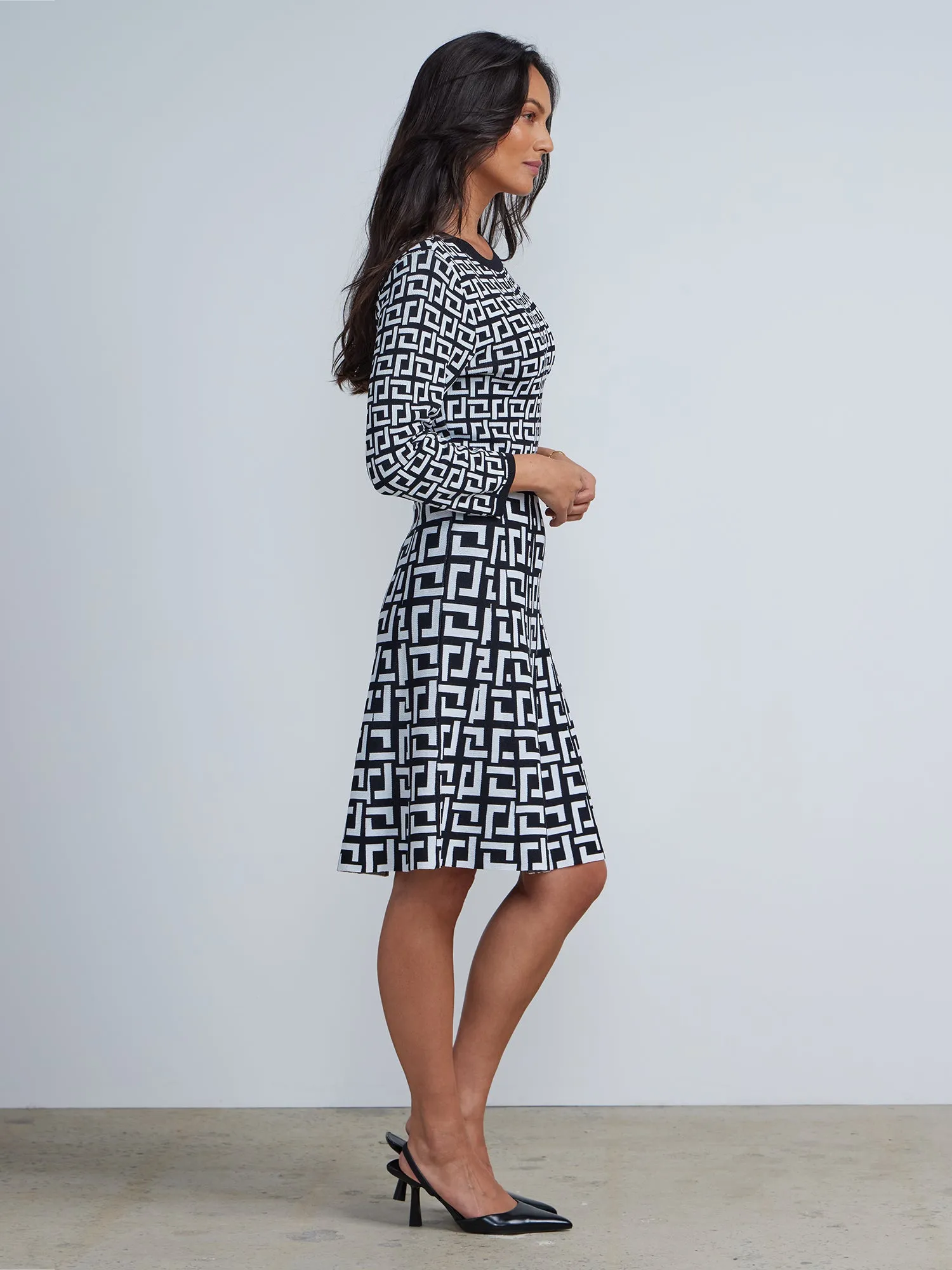 Geometric Sweater Midi Dress