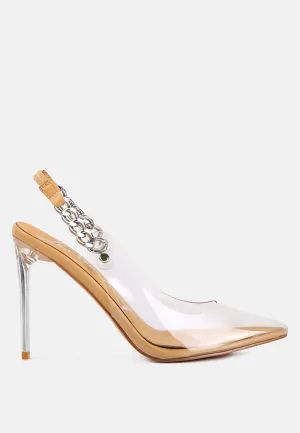 Goddess Metallic Stiletto Heel Slingback Sandals