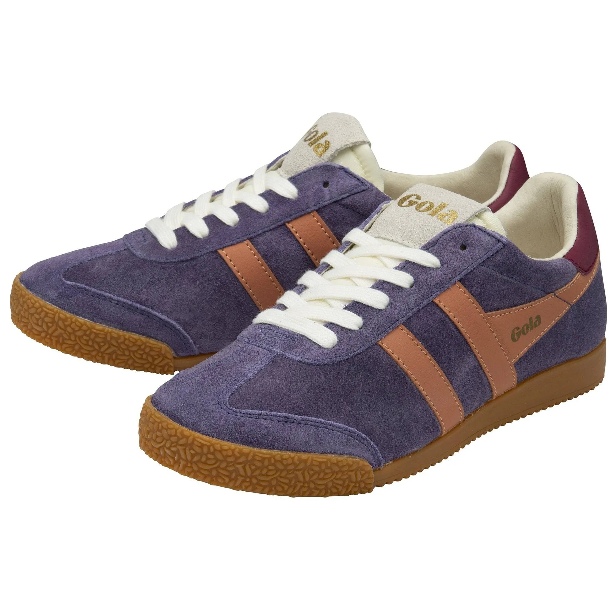 Gola Elan Ladies Plum/Terracotta/Cerise Suede Lace Up Trainers