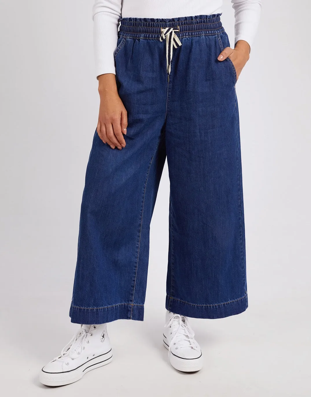 Greta Wide Leg Pant - Dark Blue Wash