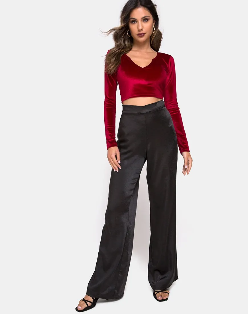 Guan Crop Top in Velvet Burgundy