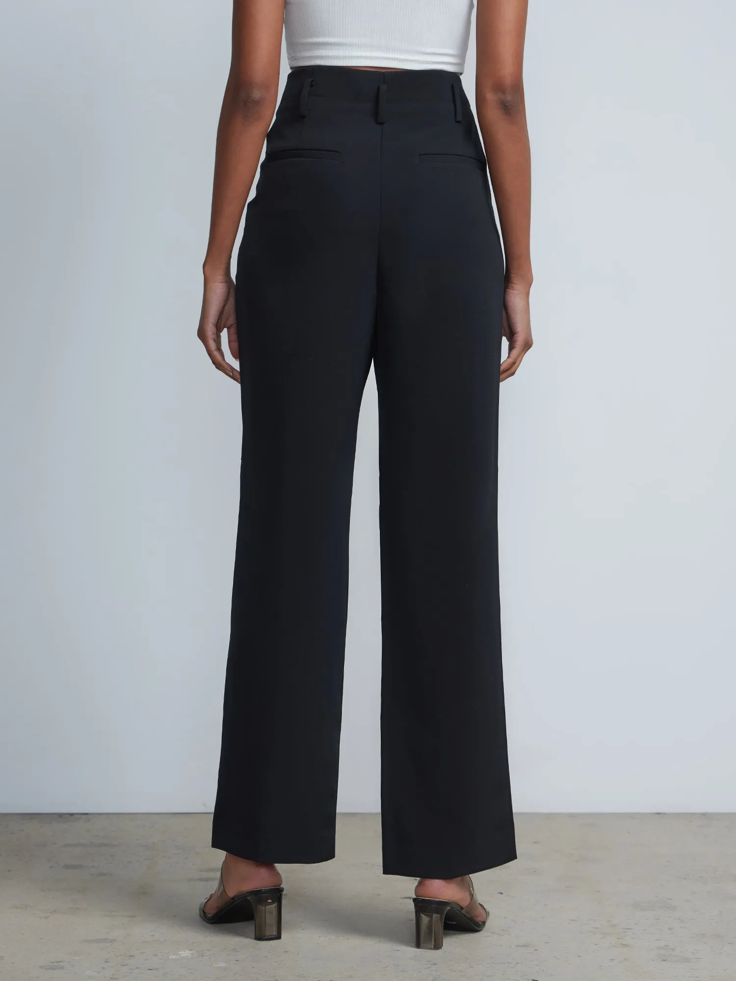 High-Waisted Pleated Straight-Leg Pant