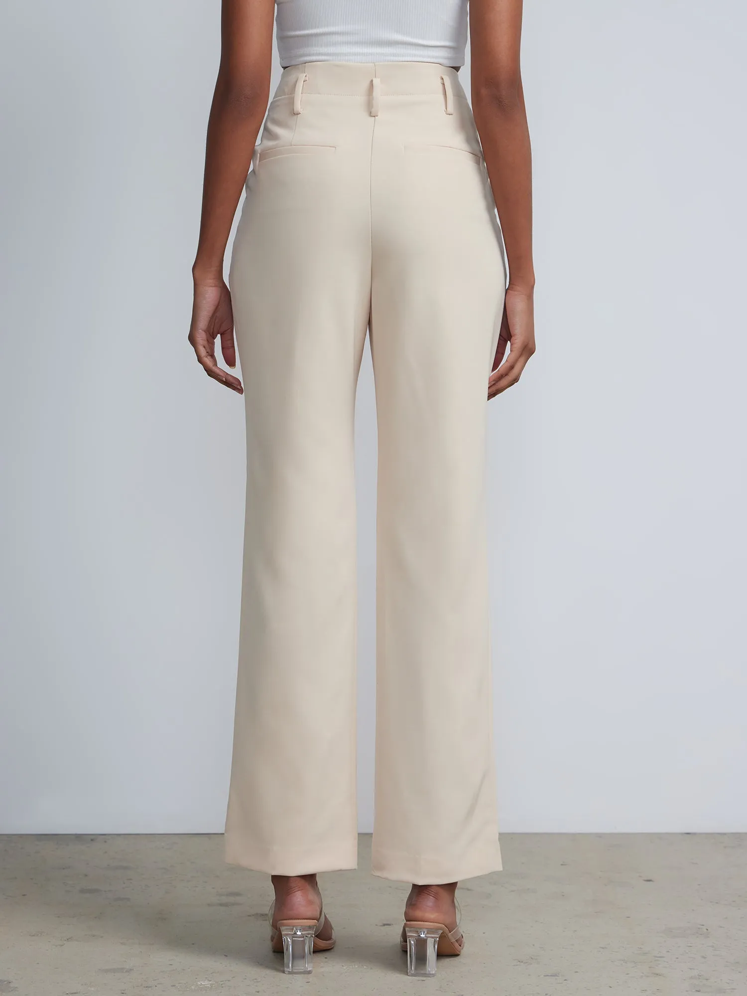 High-Waisted Pleated Straight-Leg Pant