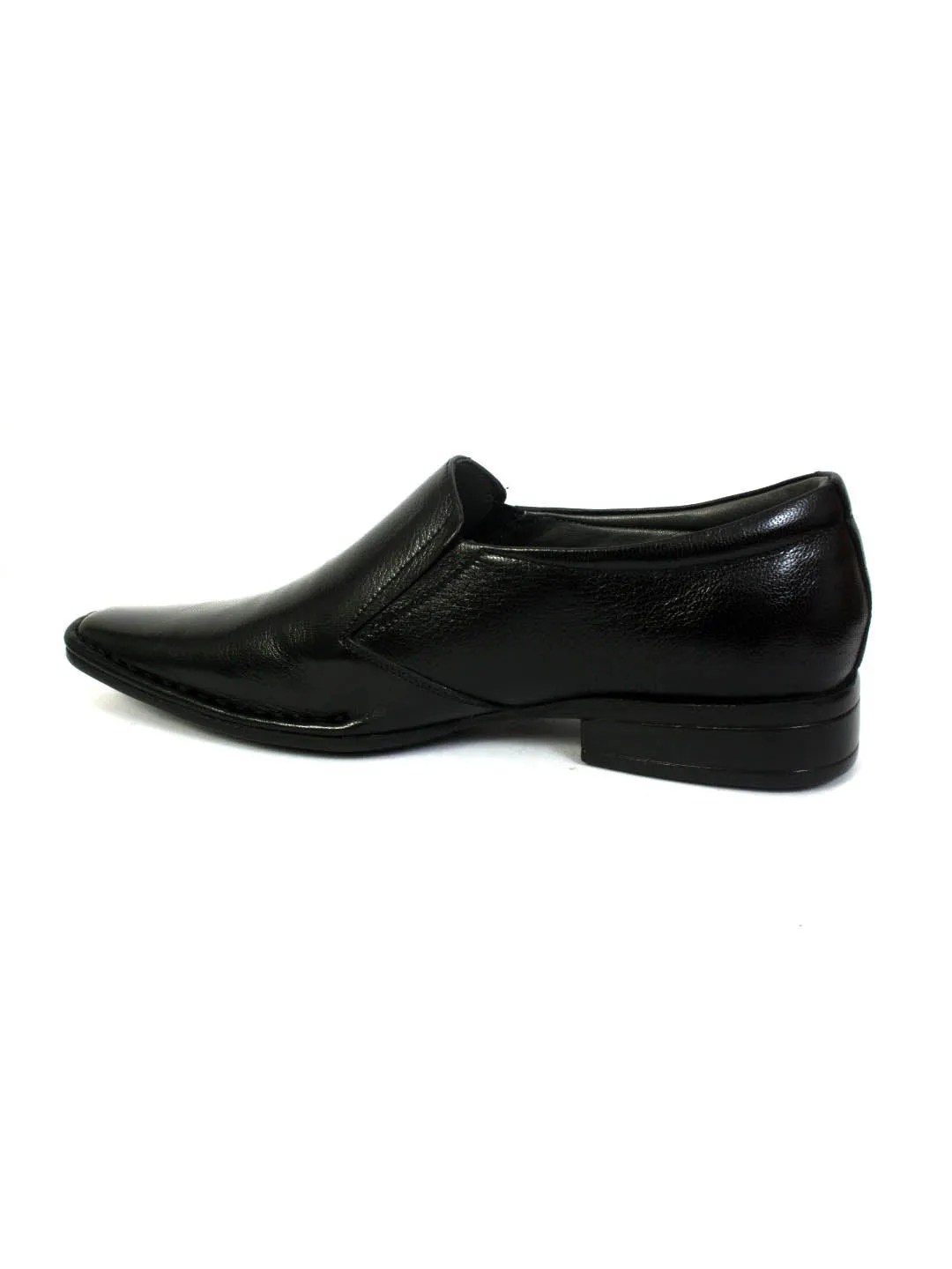 Hitz Men's Black Leather Formal Slip-On Shoes