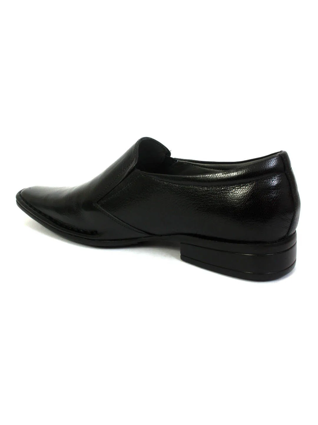 Hitz Men's Black Leather Formal Slip-On Shoes