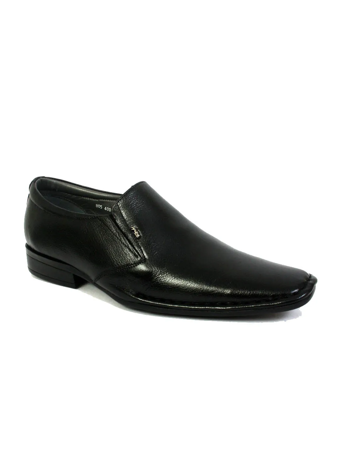 Hitz Men's Black Leather Formal Slip-On Shoes