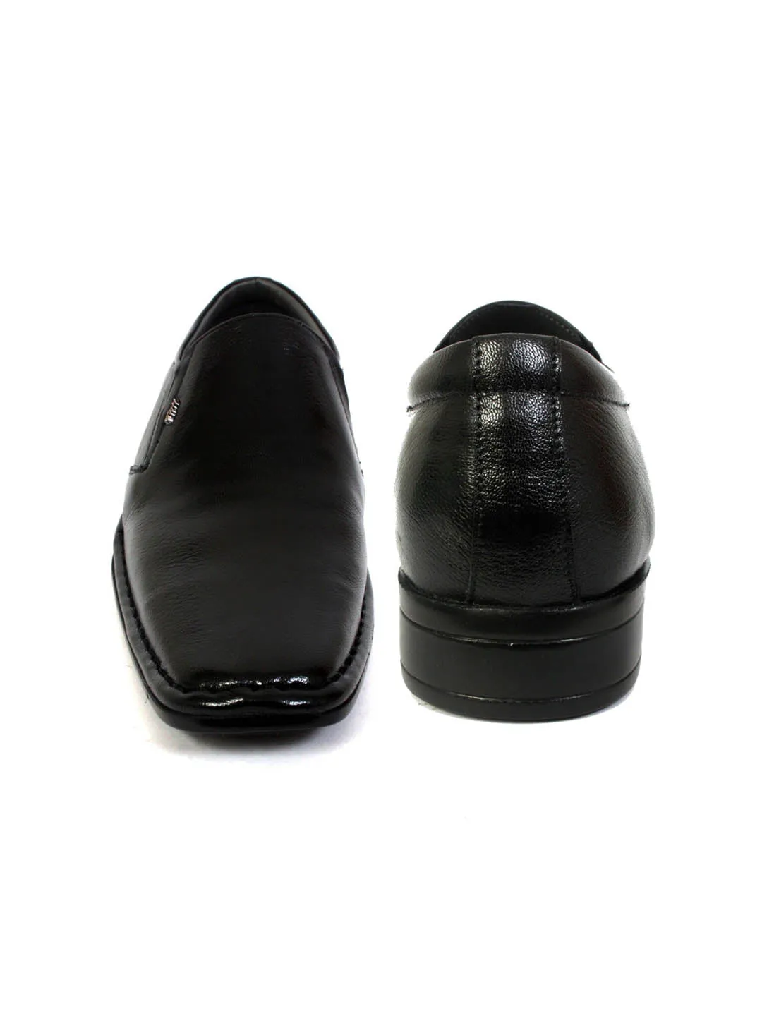 Hitz Men's Black Leather Formal Slip-On Shoes