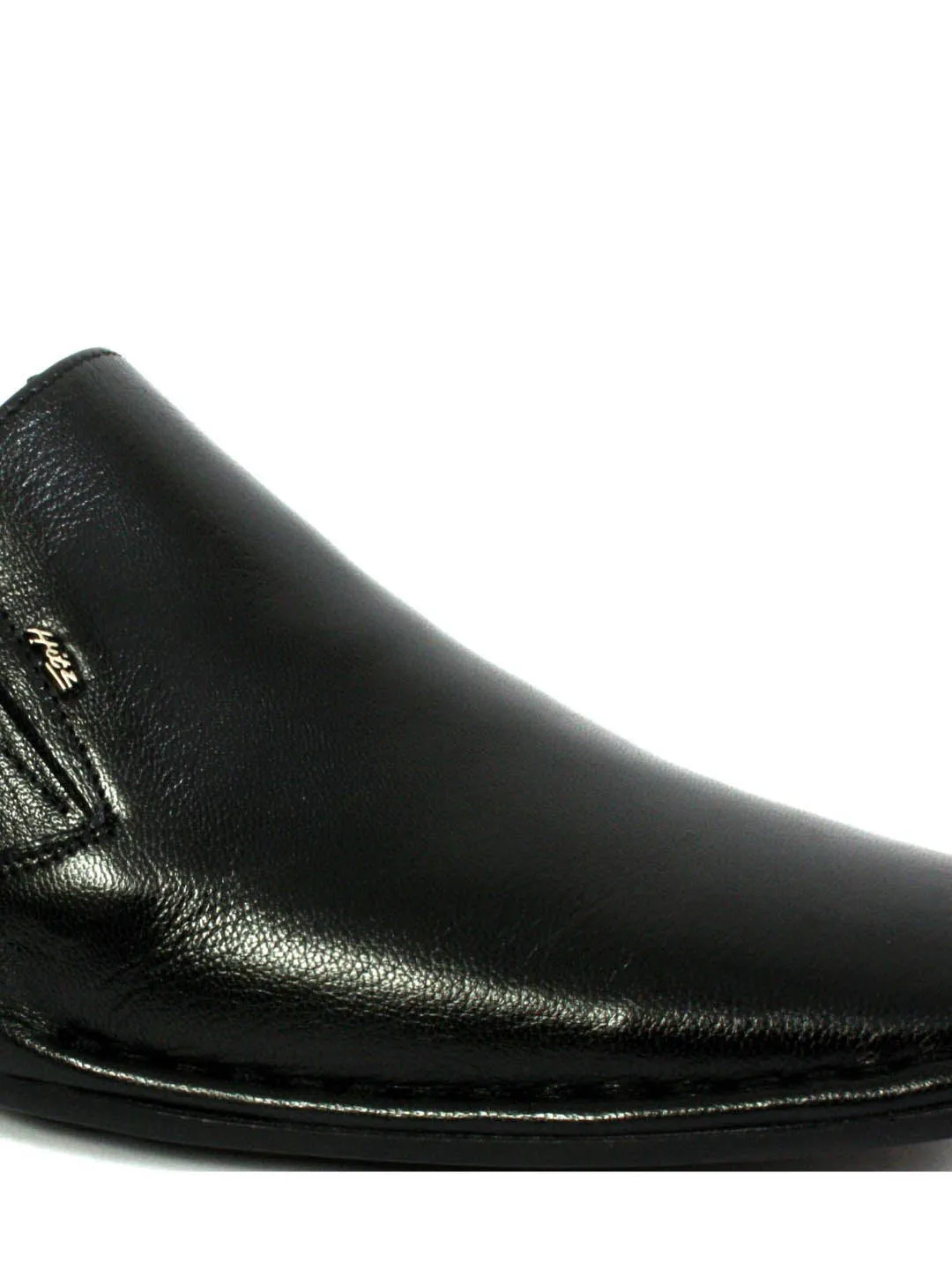 Hitz Men's Black Leather Formal Slip-On Shoes