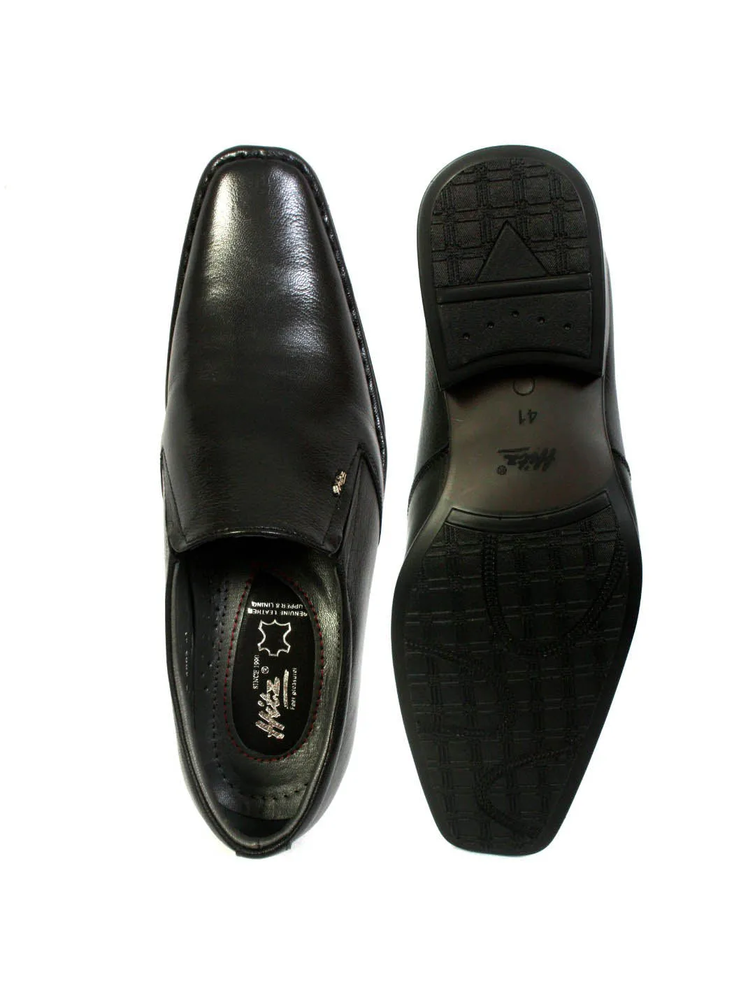 Hitz Men's Black Leather Formal Slip-On Shoes