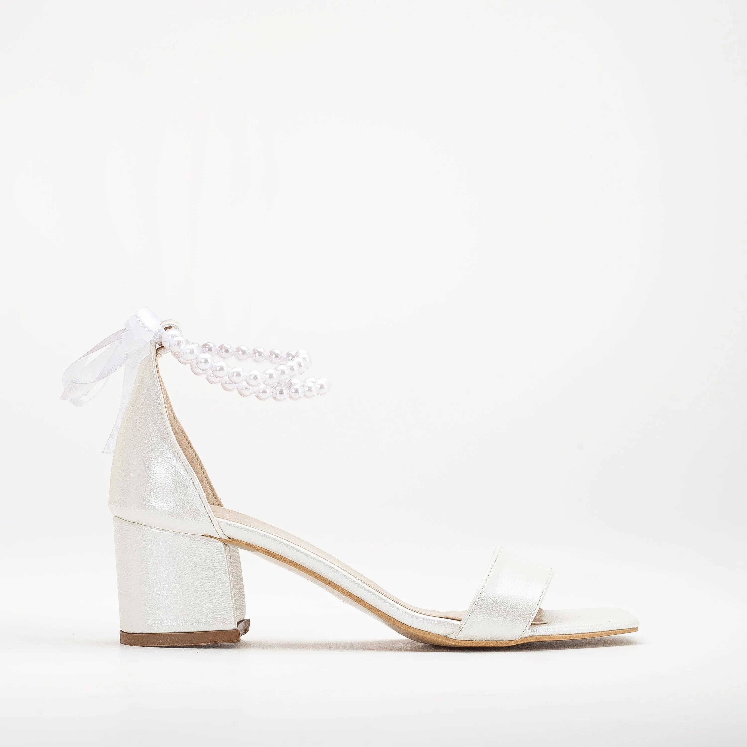 Illy - Ivory Block Heels with Pearls