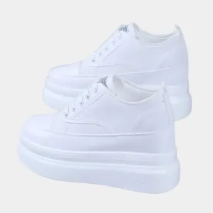 Joskaa 2024 New White Canvas Platform Sneakers