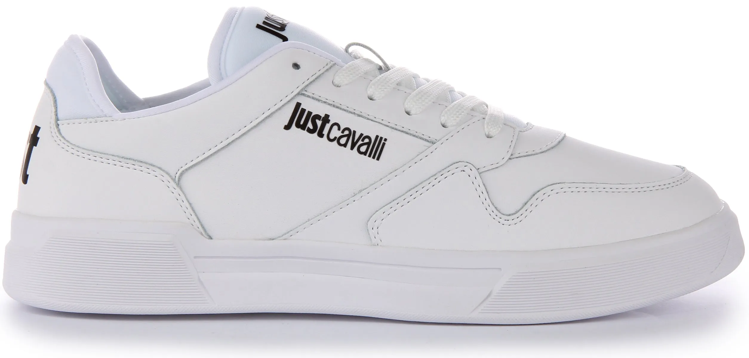 Justcavalli Fondo Lace up Trainers In White For Men