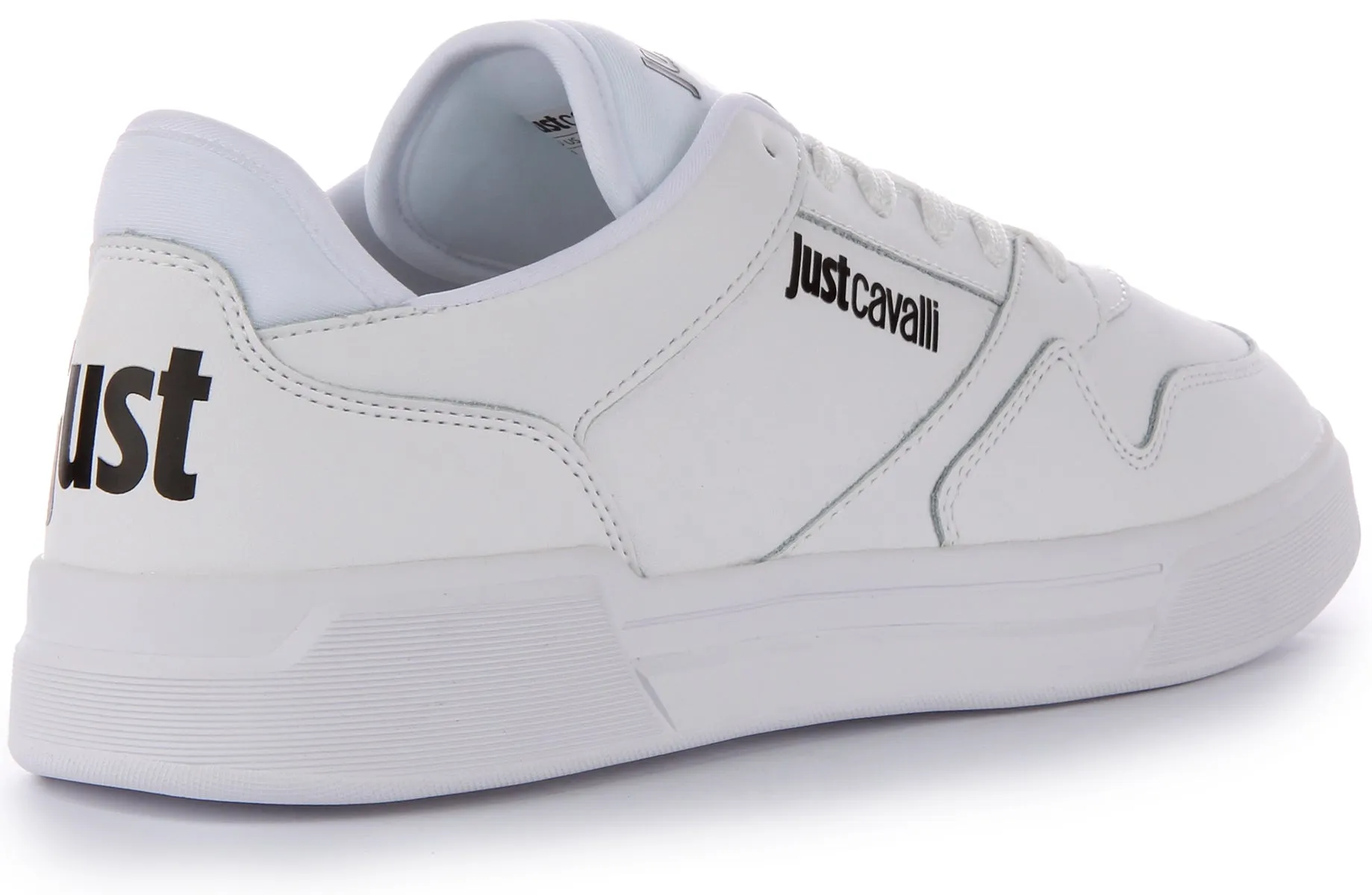 Justcavalli Fondo Lace up Trainers In White For Men