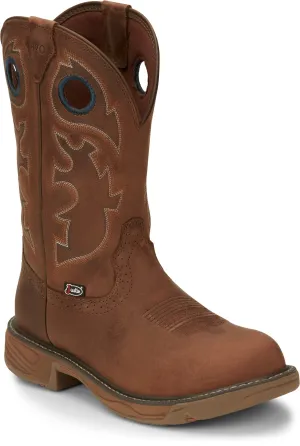 Justin Men's Stampede Rush Barley Brown Waterproof Non-Safety Round Toe Work Boots - SE4332