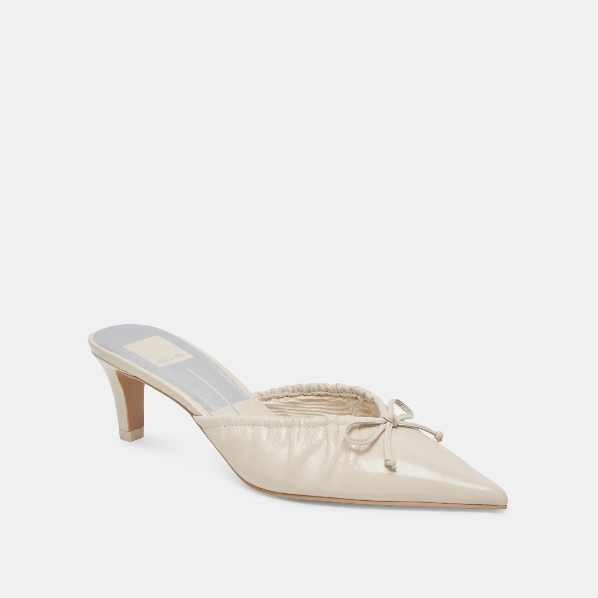 KAIRI MID HEELS IVORY CRINKLE PATENT