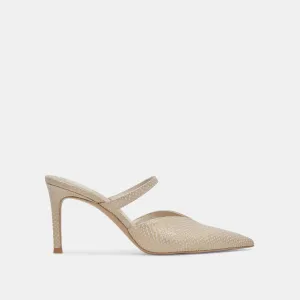 KANIKA HEELS CHAMPAGNE EMBOSSED LEATHER