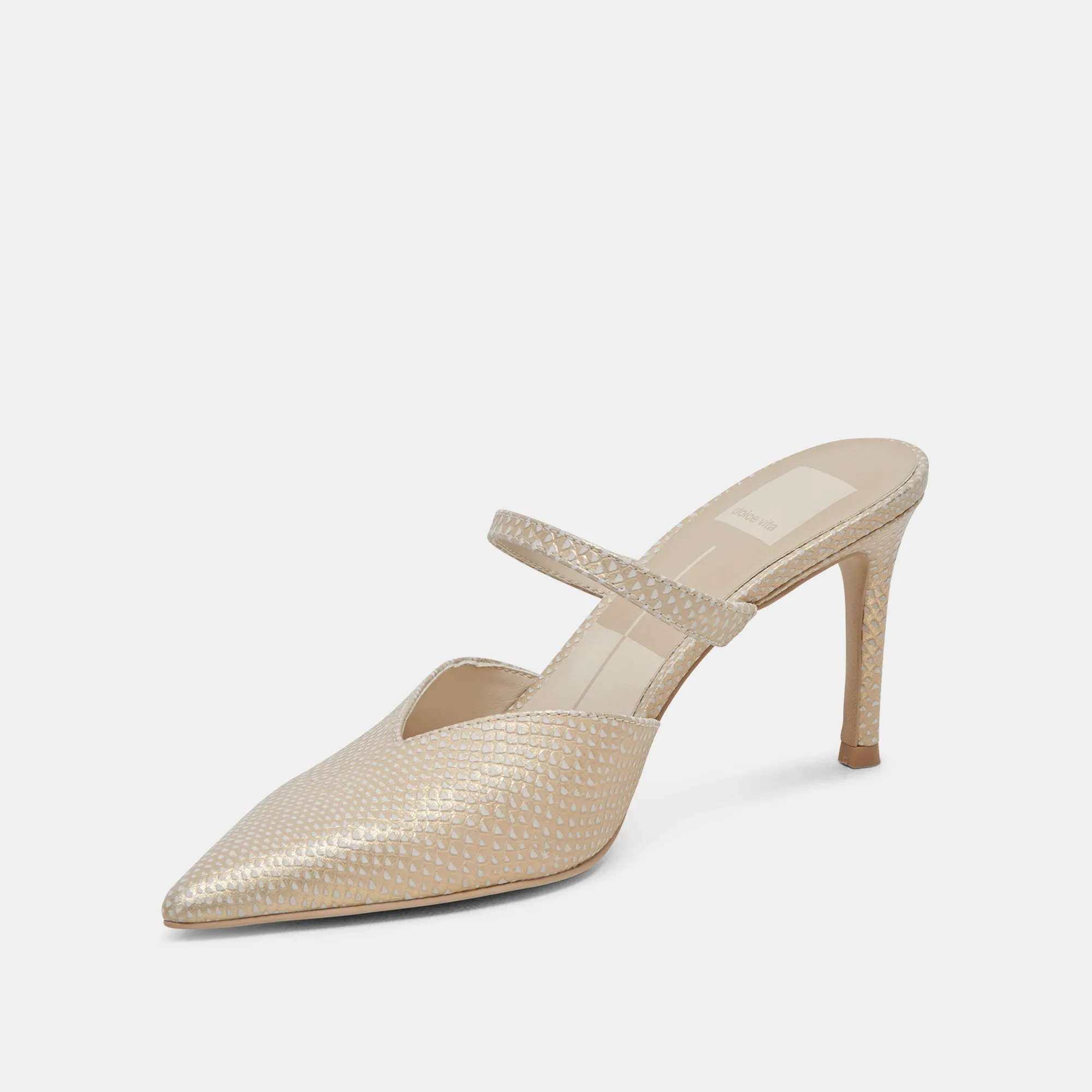 KANIKA HEELS CHAMPAGNE EMBOSSED LEATHER