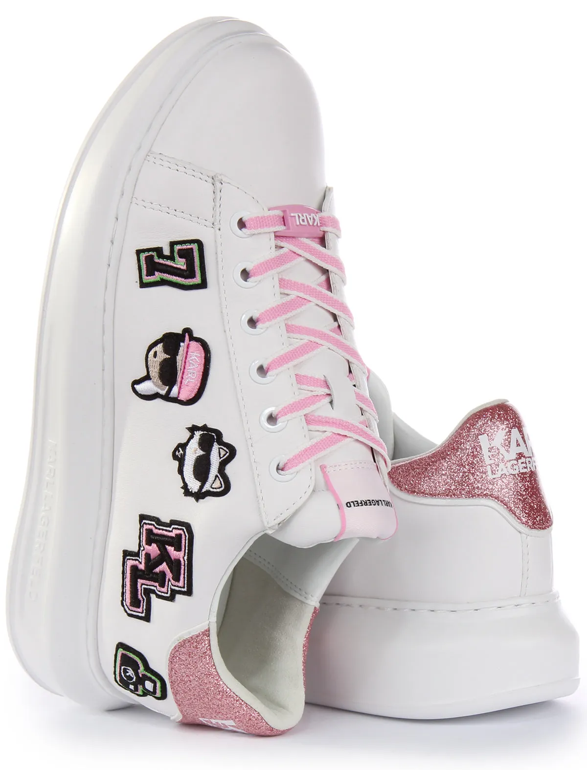 Karl Lagerfeld Varsity Patch In White Pink For Women